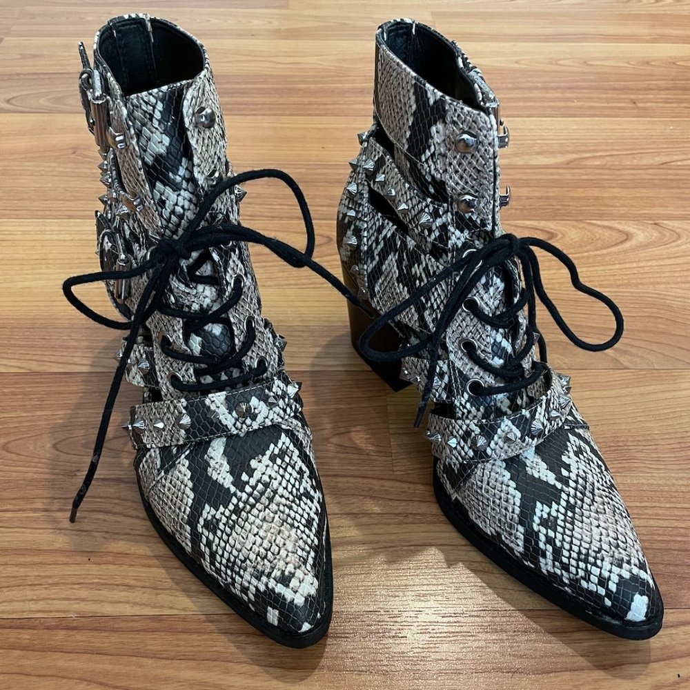 Sam Edelman Elana Cut- Out Studded Snake Boot